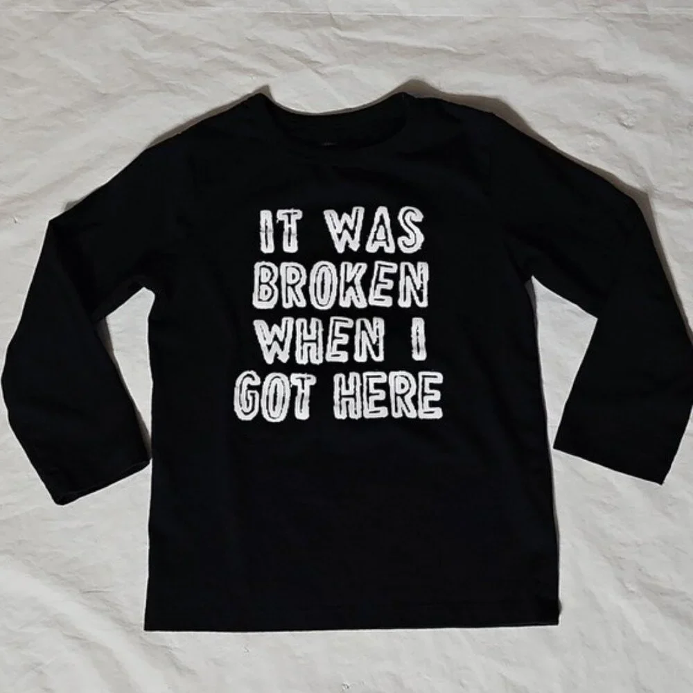 The Children's Place Kids Size 5T Black Long Sleeve T-Shirt IT WAS BROKEN WHEN I